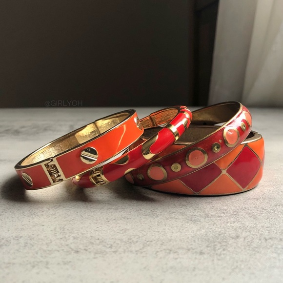Orange Gold Bangle Bracelets - Picture 5 of 10